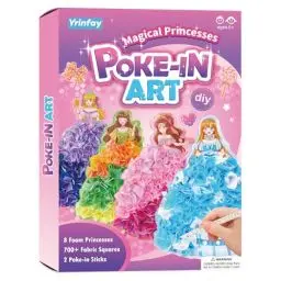 Produktbild: Poke Art Basteln Kinder - DIY 8 magische Prinzessinnen und 6 Accessoires - Prinzessin Bastelset Spielspielzeug für Mädchen 6 7 8 - Geschenk Mädchen Junge 9 10 11 12 Jahre