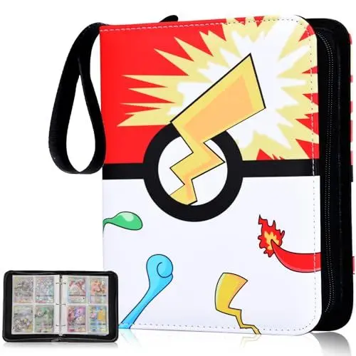 Produktbild: Pokémon Sammelkarten Album 480 Karten, Pikachu Sammelkarten, 4 Taschen 60 Seiten, Sammelalbum Karten, Groß Kapazität Sammelkarten Ordner Für Sammler
