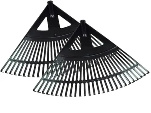 Produktbild: pokm toolsmarket- 2X Gartenrechen, Extra Breit XXL, Schwarz Rechen, Laubbesen Laubrechen Laubfeger aus Kunststoff, 58 cm Breit Harke 27 Zinken, Set 2 STK.