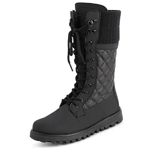 Produktbild: Polar Damen Kunstpelz Warm Thermal Wasserdicht Draussen Gehen Schnee Winter Gummisohle Wadenstiefel - Schwarz Cardy Mono - UK9/EU42 - YC0608