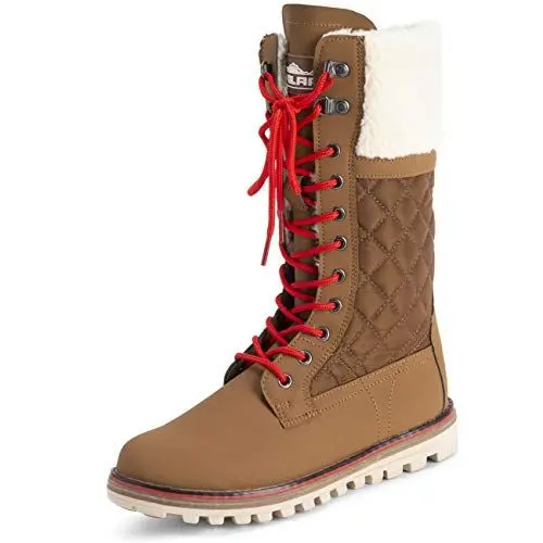 Produktbild: Polar Damen Kunstpelz Warm Thermal Wasserdicht Draussen Gehen Schnee Winter Gummisohle Wadenstiefel - Tan/Beige Lammfell - UK10/EU43 - YC0601
