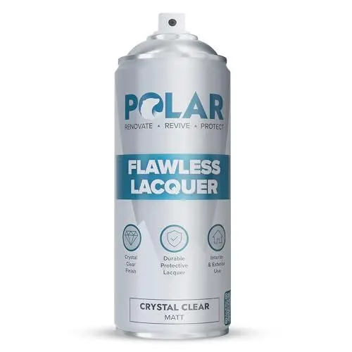 Produktbild: Polar Makelloser Klarlackspray - Matt - 400ml - Mehrzwecklack, unterschiedliche Materialien - schnell trocknend, haltbar und vergilbungsfrei - fur Kunststoff, Holz und Metall - drinnen/draußen