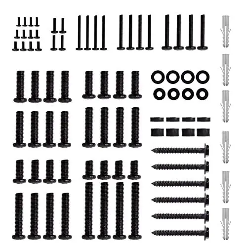 Produktbild: Polarduck Universal VESA Schrauben Set, passt auf alle Fernseher bis zu 80 Zoll, enthält M4 M5 M6 M8 TV-Schrauben und Abstandhalter, Befestigungsmaterial für TV Wandhalterung, 88 PCS Pack, Schwarz