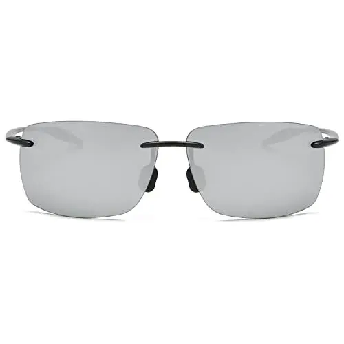 Produktbild: Polarisierte Sport-Sonnenbrille für Männer und Frauen Fahren Radfahren Laufen Angeln Golf 100% UV-Schutz Randlose Sonnenbrille Mode Unisex Shades Retro-Brille Anti-Glare Classic Mirror Lens Eyewear