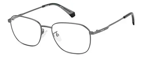 Produktbild: POLAROID Rechteckig Metall Brillen in Matte Dark Ruthenium für Herren, Brille mit Sehstärke, optional mit Sonnenbrillen tönung oder Blaulichtfilter (Modell 105801R805417)