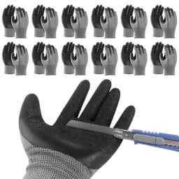 Produktbild: Polartreehome 12 Paar Handschuhe Arbeitshandschuhe, Montagehandschuhe mit Latex Beschichtung, Nylon Anti-Rutsch Schutzshandschuhe, Gartenhandschuhe Herren Damen für Arbeit, Auto, Lager