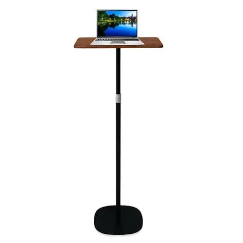 Produktbild: POLESTO Stehpult Höhenverstellbar mit 46–120cm Laptop Ständer Mobile Schreibtisch Verstellbarer Beistelltisch für Studienarbeiten, beweglicher Computertisch für Büros/Bett und Sofa, Schwarz
