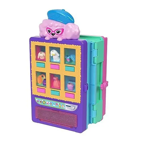Produktbild: Polly Pocket Kleidergeschäft Spielset - Funktionierender Verkaufsautomat, 2-stöckiges Spielset, 2 Puppen, 1 niedlicher Pudel und über 35 Zubehörteile zum Stylen und Geschichtenerzählen, HKW12