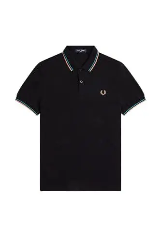Produktbild: POLO UOMO FRED PERRY M3600 BLK/CYBLU/LGTRST