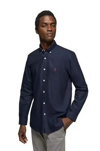 Produktbild: Polo Club Herren Hemd Blau Navy Einfarbig Baumwolle Businesshemden Klassisch Hemden - Freizeithemd Langarm - Long Sleeve Shirt