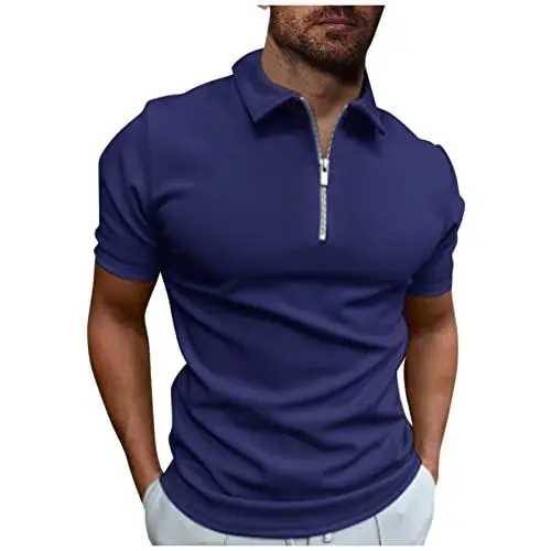 Produktbild: Polo Tshirt Herren Polo Shirts Männer Slim Fit Poloshirt Herren Pink Poloshirt Herren Weiss Slim Fit Herren Tshirt Elegant Poloshirt mit Zipper Poloshirt Schwarz Herren Basic Blau 4XL