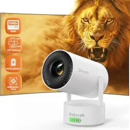 Produktbild: Polocsh Mini Beamer mit Akku, Beamer mit Android 11.0, Electric Fokus Projektor Integriert WLAN6 und BT5.3, Portable Beamer mit 150-Zoll Bild und 270° Drehung, 1080P Mini Beamer 4K Support mit HDMI