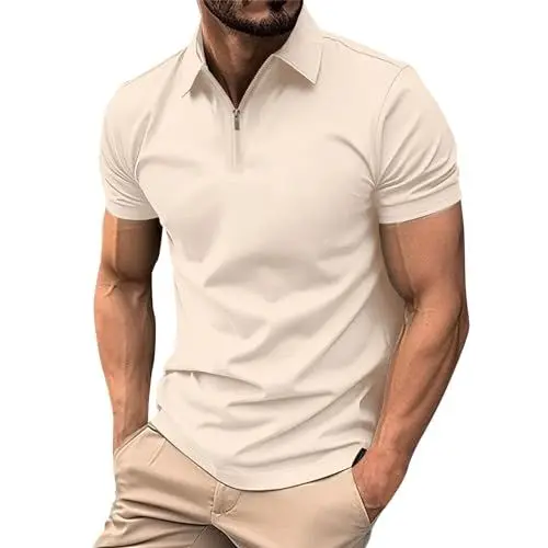 Produktbild: Poloshirt Herren Herren-T-Shirt Poloshirt Herren Boss Golf Poloshirt Herren Funktions Poloshirt Herren Herren Hemd Kurzarm Poloshirt Set Herren Poloshirt Herren Tommy Männer Beige S