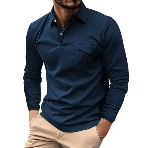 Produktbild: Poloshirt Herren Kurzarm Arbeitskleidung Herren Langarm Poloshirt Herren Herren Shirt Shirt Herren Arbeitskleidung Herren Sportkleidung Mann Sportshirt Herren Kurzarm Tshirt Blau L
