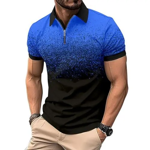 Produktbild: Poloshirt Herren Kurzarm Fischerhemd Herren Bügelfreie Hemden Poloshirt Herren Baumwolle T-Shirt Herren V-Ausschnitt Freizeithemd Herren Weisse Hemden Herren Shirts Kurzarm Türkis L