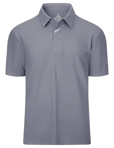 Produktbild: Poloshirt Herren Kurzarm T-Shirt Sommer Golf Polo Shirts Männer Polohemd mit Knopfleiste Atmungsaktives Tshirt Schnelltrocknend kühles Stoff Grau XL