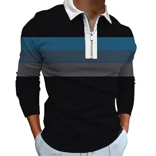 Produktbild: Poloshirt Herren Lang Stylish Poloshirt Herren Polyester Windproof Polo Longsleeve Herren Polo-Shirts für Herren Herren Bekleidung for The Wedding 2024 Discount