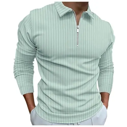 Produktbild: Poloshirt Herren Weiß Monochrome Polo Windproof Boss Polo Herren Poloshirt Langarm Herrentops, T-Shirts & Hemden for Running 2024 Sale