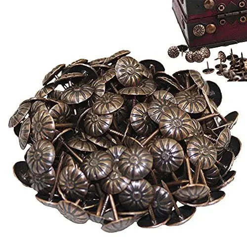 Produktbild: Polsternägel Polsterung Tack Nagel Teppichnägel Ziernägel Möbel Nagel Chrysantheme Muster Antik Optik für Holz Polstermöbel Dekor Türnagel Möbel Dekorative Packung 11 x 16mm Rote Bronze 500 Stück