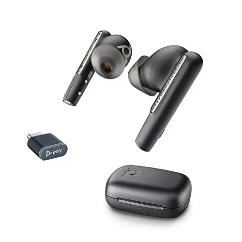 Produktbild: Poly Voyager Free 60 UC schnurlose Ohrstöpsel (Plantronics) – Noise Cancelling-Mikrofone – Active Noise Cancelling (ANC) – Tragbare Ladetasche – Kompatibel mit iPhone, Android, PC/Mac, Zoom und Teams