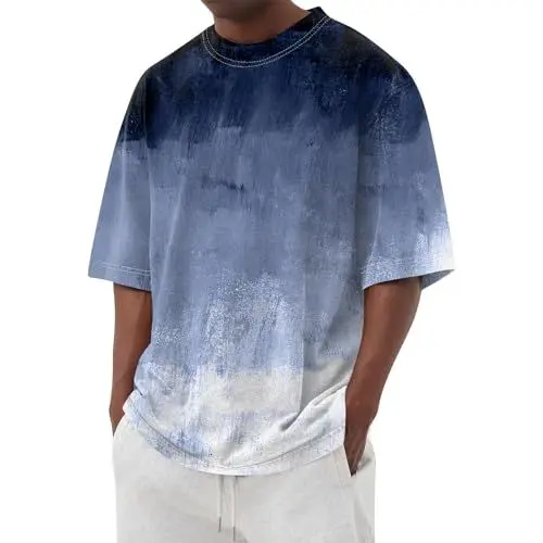 Produktbild: Polyester Tshirt Herren Mens Polo Shirt Poloshirt Herren Polohemd Poloshirt mit Farbblockierung Und Knopfleiste für Männer Men's Activewear Funktionsshirt Herren Poloshirt Blau 3XL