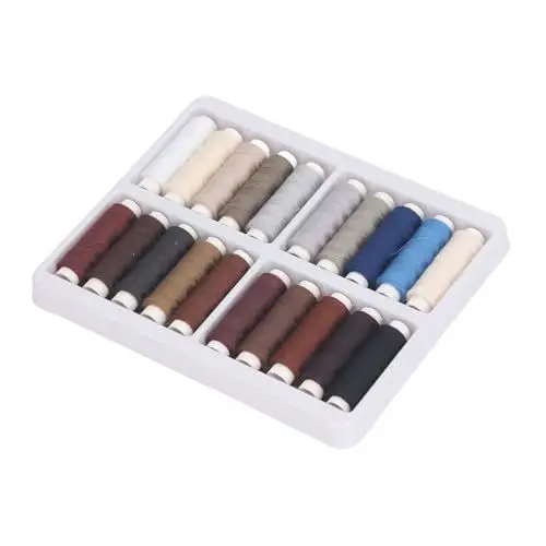 Produktbild: Polyester-Nähgarn-Set, 20 Farben, DIY, Basteln, Kleidungsherstellung, Praktisches, Kompakt, Tragbar, Vielseitig Einsetzbar (Dunkles Set mit 20 Farben)