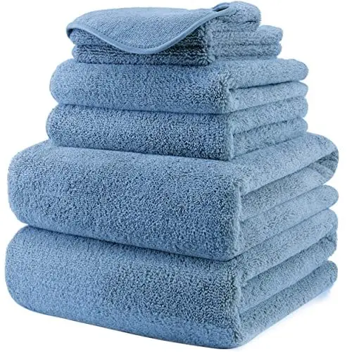Produktbild: Polyte - Handtuch-Set - schnelltrocknende & fusselfreie Mikrofaser - 6-teilig (Blau)