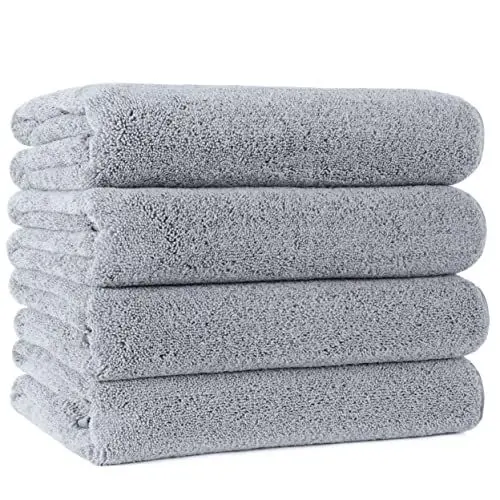 Produktbild: Polyte - Premium-Mikrofaserbadetuch - fusselfrei & schnelltrocknend - Grau - 145 x 76 cm - 4 Stück