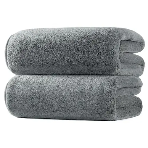 Produktbild: Polyte - Weich-Mikrofaser-Badetuch - fusselfrei & schnelltrocknend - sehr groß - Grau - 152 x 76 cm - 2 Stück