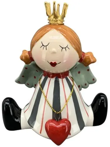 Produktbild: Pommerntraum ® | Dekorationsfigur Schutzengel Engel Glücksengel Weihnachtsengel Keramikengel Mollyengel Nana Rubensengel (Herzchen + Krone)