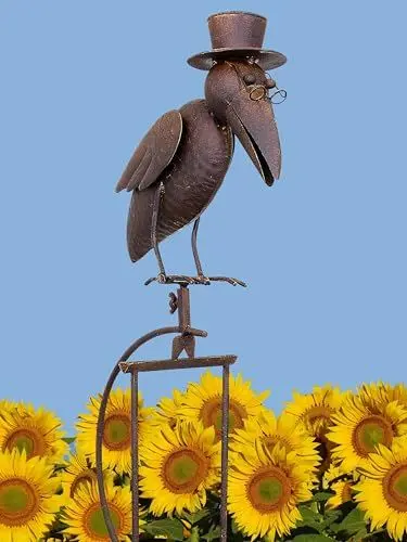 Produktbild: POMMERNTRAUM ® | Vogelwippe Windspiel Gartenstecker Gartendekoration Gartenkunst Metall *** Prof. Dr. Rabe **** Vogel Vögel Raben (dünner Rabe)