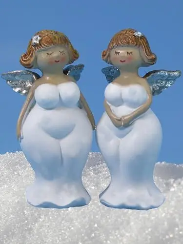Produktbild: Pommerntraum ® |2-er Set Dekofiguren Molly-Engel Weihnachtsengel Schutzengel Glücksengelchen Engel Rubensengel Rubensfiguren (3)