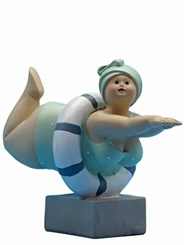 Produktbild: Pommerntraum ®| Dekofigur Maritime Badenixe mollige Badelady Nana Rubensfigur Rubensdame Rubenslady mit Schwimmreifen | Miss Elly (Mint)