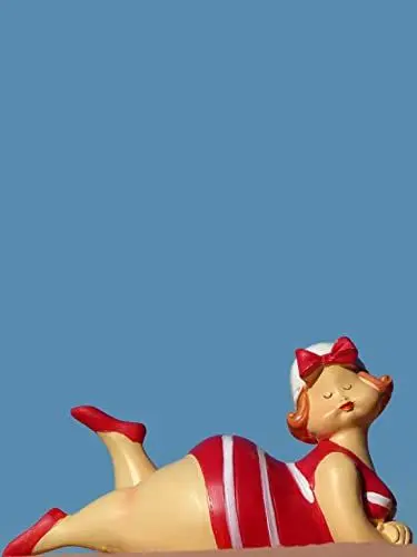 Produktbild: Pommerntraum ® | Dekorationsfigur Maritime Badenixe mollige Badefigur üppige Dame Badelady Strandnixe Nana Rubensdame Rubensfigur (rot)