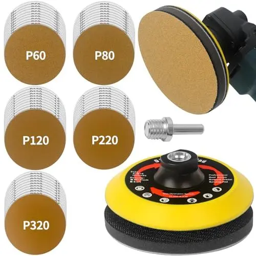 Produktbild: Pomsare Schleifteller 125mm Klett für Winkelschleifer Zubehör, Schleifscheiben Polieraufsatz Schleifaufsatz für Akkuschrauber Bohrmaschine, Flex Schleifscheibe Schruppscheiben für Holz Metall 50 Stück