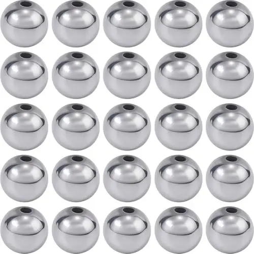 Produktbild: PONABEADIY 1 Box 100 Stück Runde Hämatitperlen Der Güteklasse A Mit Löchern Galvanisierte Synthetische Weiß Platinierte Lose Perlen Zur Schmuckherstellung Armbänder Halsketten Ohrringe Bastelbedarf