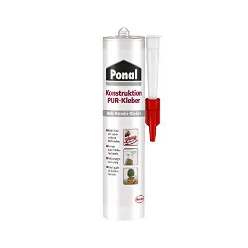 Produktbild: Ponal Konstruktion PUR-Kleber, Holzkleber auf PU-Basis für nahezu alle Arten von Holzverklebungen, spaltfüllender Holzleim, extrem starker PU Kleber, 1 x 530g Kartusche