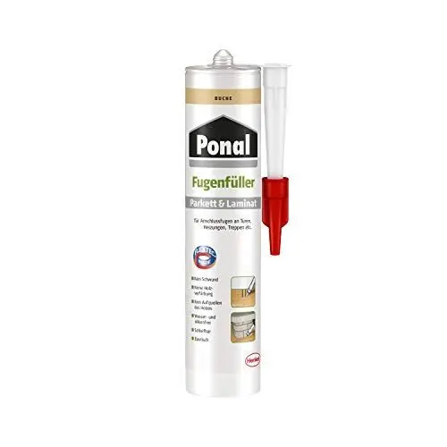 Produktbild: Ponal Parkett & Laminat Fugenfüller Buche, elastische Fugenmasse für Anschluss- und Dehnungsfugen, lösemittel-, wasser- und silikonfreie Dichtmasse, 1x280ml Kartusche