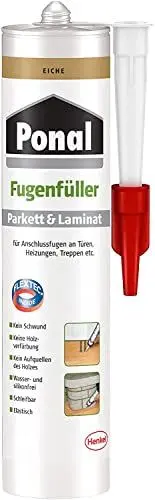 Produktbild: Ponal Parkett & Laminat Fugenfüller Eiche, elastische Fugenmasse für Anschluss- und Dehnungsfugen, lösemittel-, wasser- und silikonfreie Dichtmasse, 1x280ml Kartusche