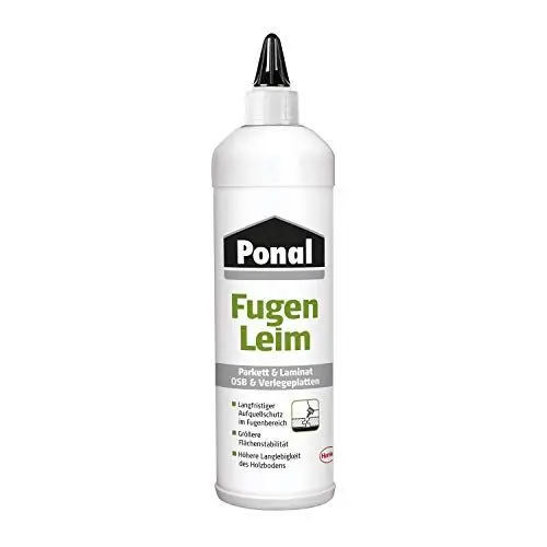 Produktbild: Ponal Parkett & Laminat Fugenleim, transparenter Kleber für Bodenbeläge, wasserfester Fugen Klebstoff, alterungsbeständiger Weißleim als Aufquellschutz, 1 x 1 kg Flasche