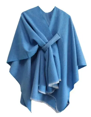 Produktbild: Shmily Girl Poncho Damen Strick Reversibel Cape Decke Elegant Warme Schultertuch Gestrickter Schal Mantel für Frühling Herbst（Blau）