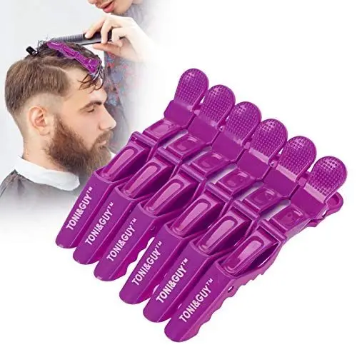 Produktbild: 6-teilige Krokodil Haarspange, Trennklemme, Rutschfeste Einzelzinken Friseur Haarpartie Klauenverschlüsse Haarspange für Friseursalon, Färben, Schneiden(Lila)