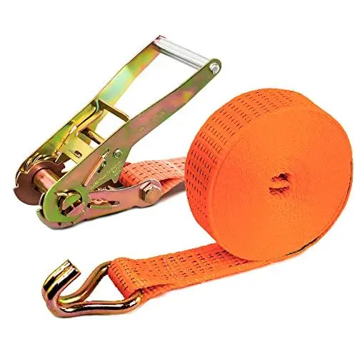 Produktbild: PONSA R50GA - Spanngurt mit Ratsche 8,5 Meter (8m + 0,5m) mit offener Haken – Zurrgurt - Ratschengurt – Tragfähigkeit bis zu 5000 kg (looping) – Befestigungsriemen für Transport