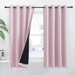 Produktbild: PONY DANCE Blickdichte Vorhänge Kinderzimmer Gardinen Mädchen Verdunklungsgardine Thermogardine Kälteschutz Doppellagige Vorhänge Lichtundurchlässig Ösenschal 2er Set H 160 x B 140 cm, Hellpink
