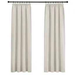 Produktbild: PONY DANCE Wärmeisolierende Vorhänge für Wohnzimmer Gardinen mit Kräuselband 2er Set H 245 x B 140 cm Verdunkelungsvorhang für Schienensystem Thermovorhang gegen Hitze, Hellbeige