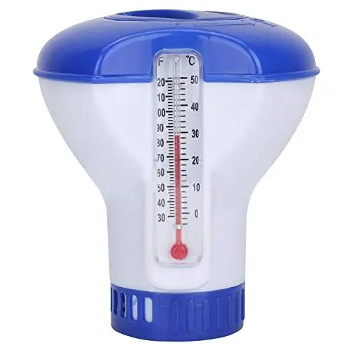Produktbild: Pool Chemiespender mit Thermometer Schwimmende Chlortabletten Spender Spa Chemiespender für Außen-Innenpools Spas Whirlpools Fischteiche