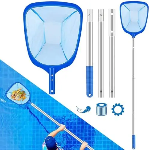 Produktbild: Pool Kescher, 2025 NEU Pool Skimmer Kescher,Poolkescher Feinmaschig mit Teleskopstange, Kescher PoolReinigung, Pool Kescher Feinmaschig PoolReinigung Fein Maschennetz für Spas,Swimming Pool, Leaves