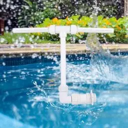 Produktbild: Pool Wasserfall Fontäne, Pool Zubehör, Doppeldüsen-System, Höhenverstellbar, für Aufstell- und Einbau-Pools, Weiß