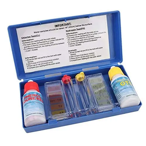 Produktbild: Pool-Chlor-Test-Kit, praktisches Pool-PH-Test-Kit aus Kunststoff, leicht zu tragen, mit Kunststoff-Aufbewahrungsbox für Personen für Schwimmbäder zur Wasserqualitätsprüfung