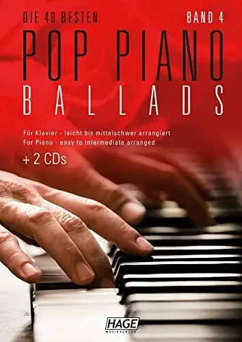Produktbild: Pop Piano Ballads 4 mit 2 Playback-CDs: Die 40 besten Pop Piano Ballads leicht bis mittelschwer arrangiert